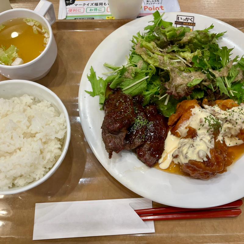 牛サガリステーキ&チキン南蛮定食(いっかく食堂 マークイズ福岡ももち店)