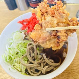 ジャンボゲソ天そば　紅ショウガ天　太蕎麦