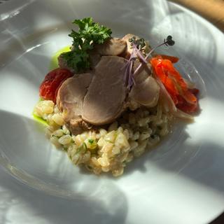 バーチカ風大麦リゾット、豚肉のロースト(豚肉)