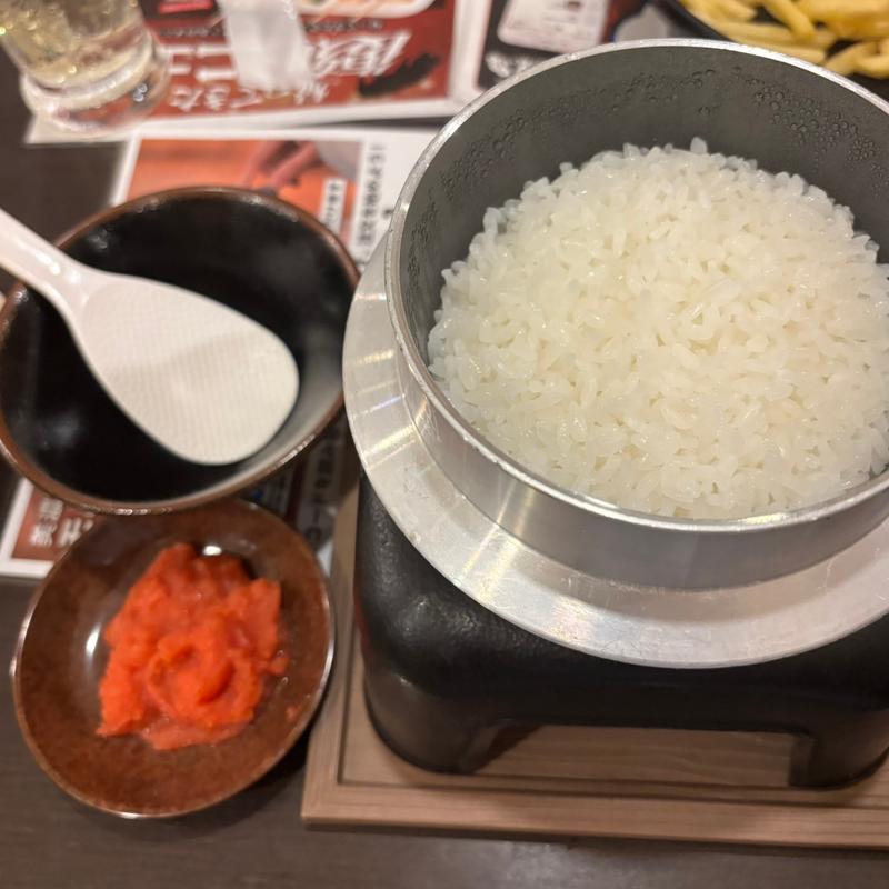 炊き立てご飯と明太子(元祖やきとり家美濃路 岡崎店)