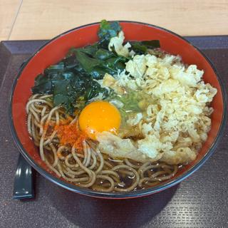 かけそば　生卵