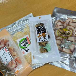 柔らかサキイカ　つぶ貝燻製　イカ燻製　タコ吸盤燻製つまみ