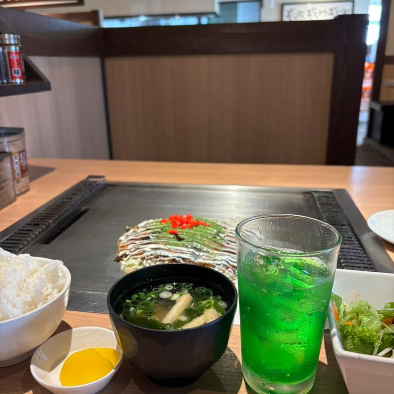 御幸焼定食(お好み鉄板 どろ 大元店)