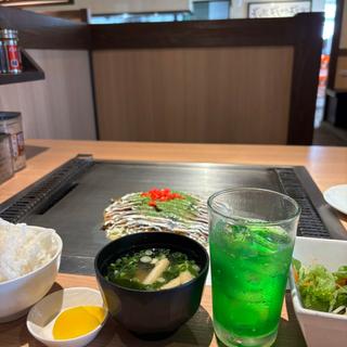 御幸焼定食(お好み鉄板 どろ 大元店)
