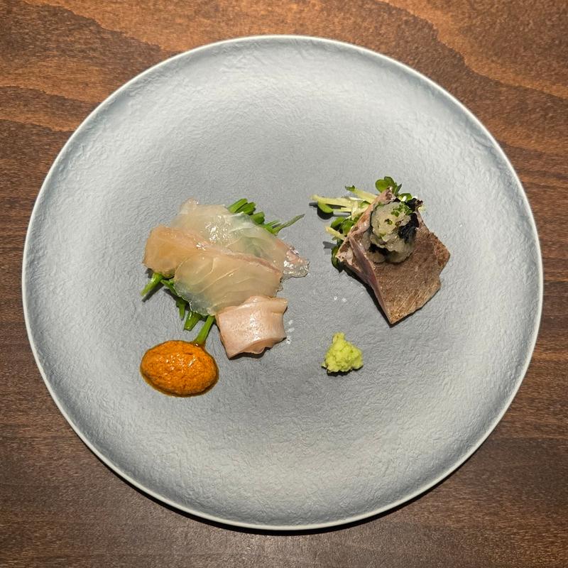 炙り秋刀魚 平目昆布締め(東麻布 いと)