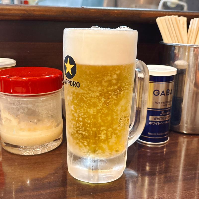 サッポロ生ビール(中ジョッキ)(和歌山中華そば のりや食堂)