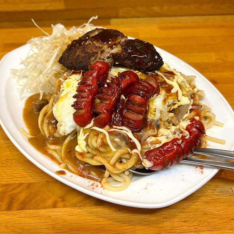 カレー野菜玉子スパゲティ ウインナー ハンバーグ(カリカット )