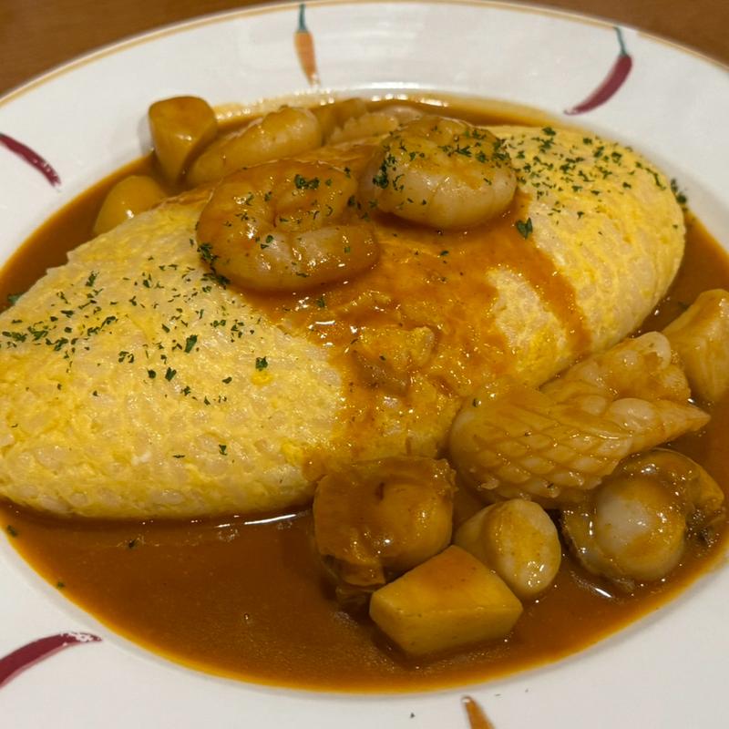 アメリカンソースのシーフードオムライス(厨 Sawa)