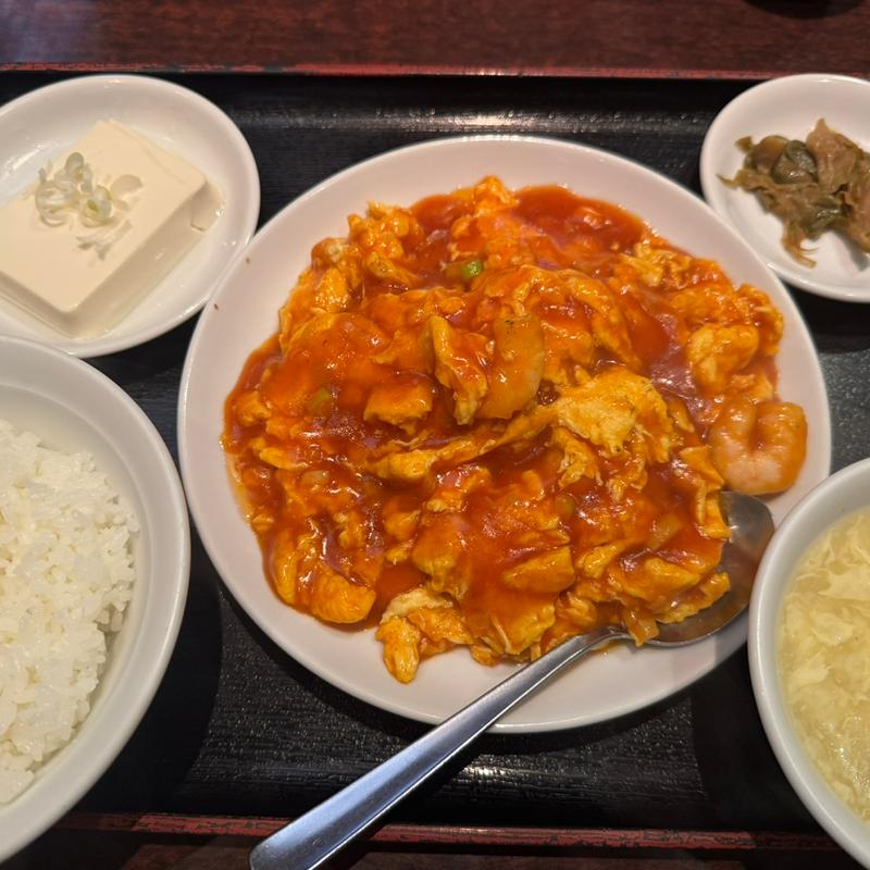 エビ玉子チリソース煮定食(南国亭 新宿店)