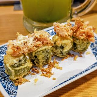 クリームチーズの揚げ細巻き  旨辛ねぎまぐろ(鮨・酒・肴 杉玉 大船)