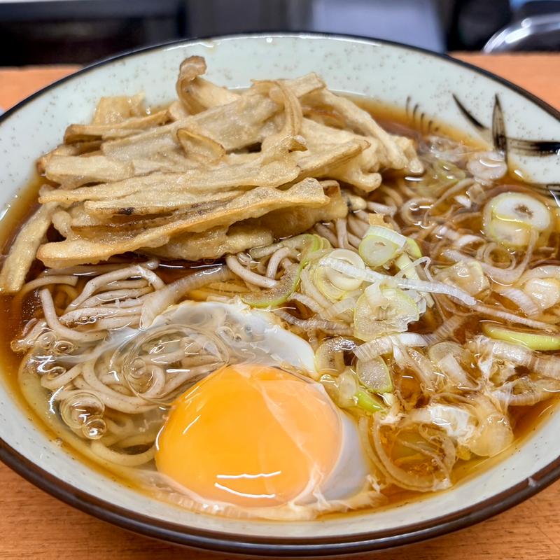 月見蕎麦＋ごぼう天(立喰そばうどん つくば本店 駅前店)