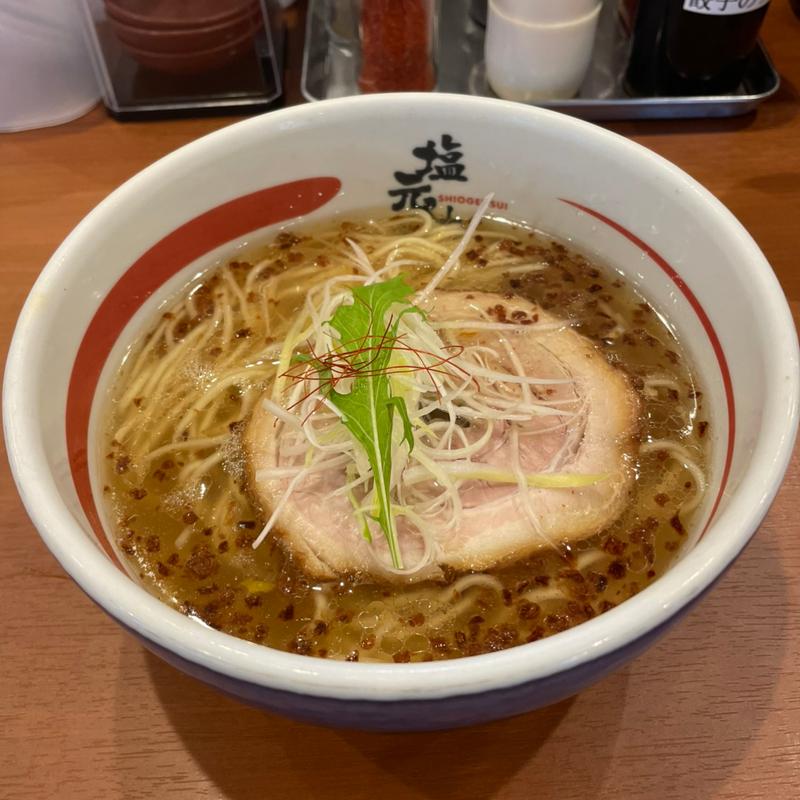 天然塩ラーメン(並)+唐揚げセット(久御山塩元帥)