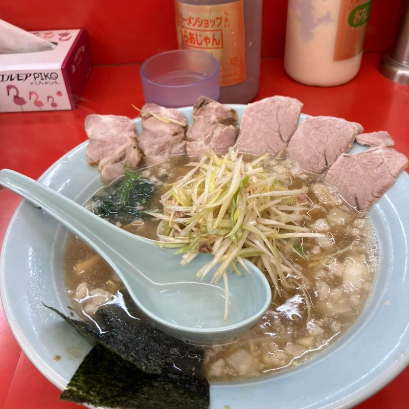 黒バラねぎチャーシュー麺(ラーメンショップ椿酒々井SP前店)