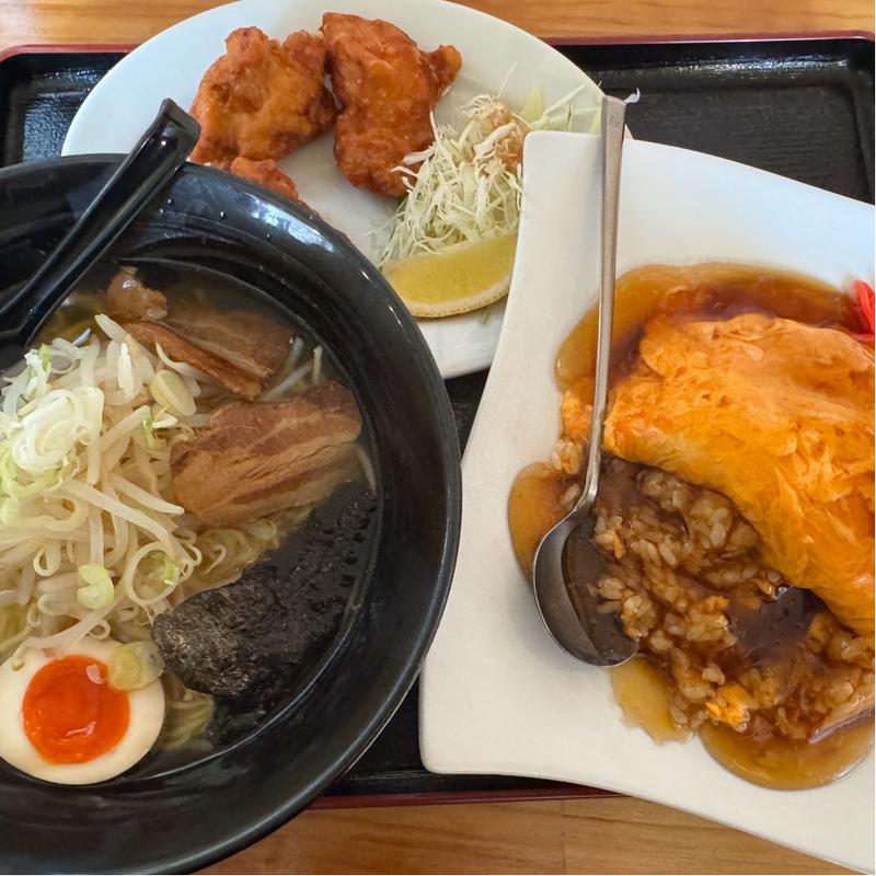 塩ラーメン　唐揚げ　天津炒飯(中華美食 味縁)