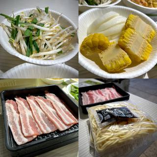 焼き野菜、豚バラ、焼きそば(仙台パルコ2 肉食べ放題 BBQビアガーデン)