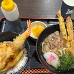 しあわせセット　ミニかしわごぼ天うどん　ミニ大海老天丼