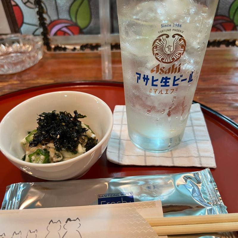 麦焼酎水割り　お通し(おたふく)