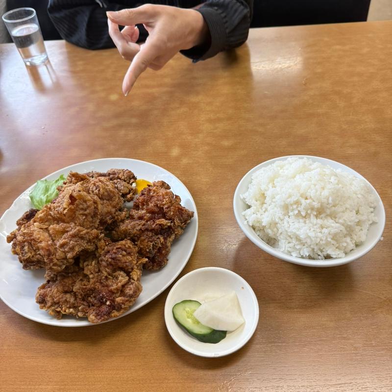 唐揚げ定食小ラーメンセット(大進亭)