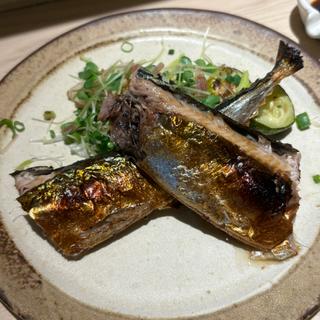 生サンマと野菜の塩焼き