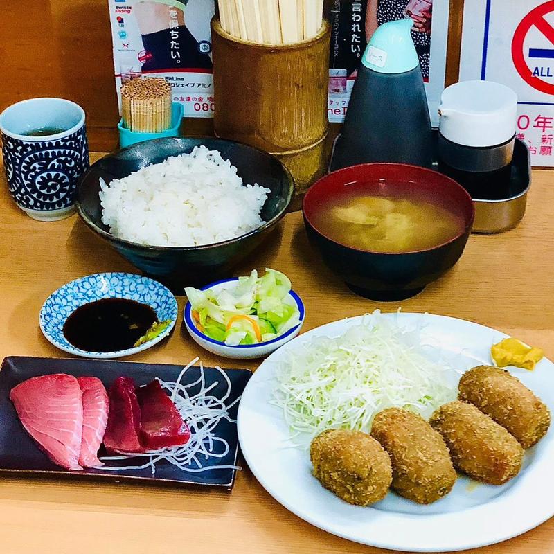 カキフライ定食 マグロぶつ切り 小(多け乃)