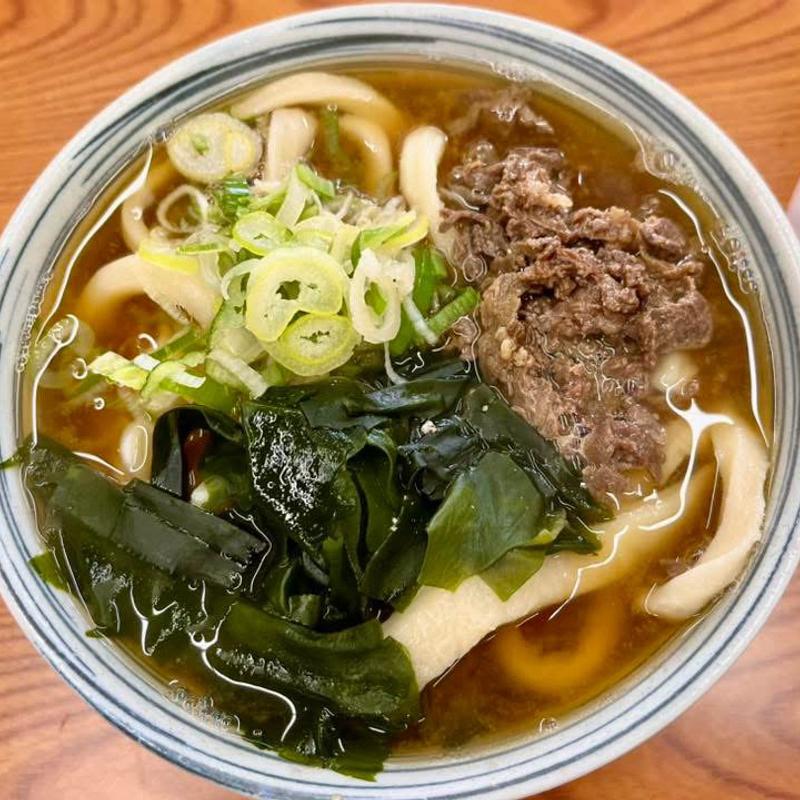 肉わかめうどん 中(白須うどん)