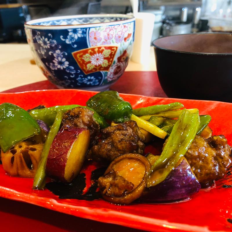 黒毛和牛肉団子と季節野菜の甘酢餡炒め _日替わり膳(銀シャリ 中はら)