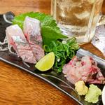 地物むろあじ刺身たたき2種盛り(ハーフ)