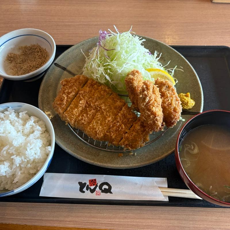 やまと豚ロース＆ カキフライ定食(とんかつ とんQ 守谷ふれあい店 （とんきゅう）)