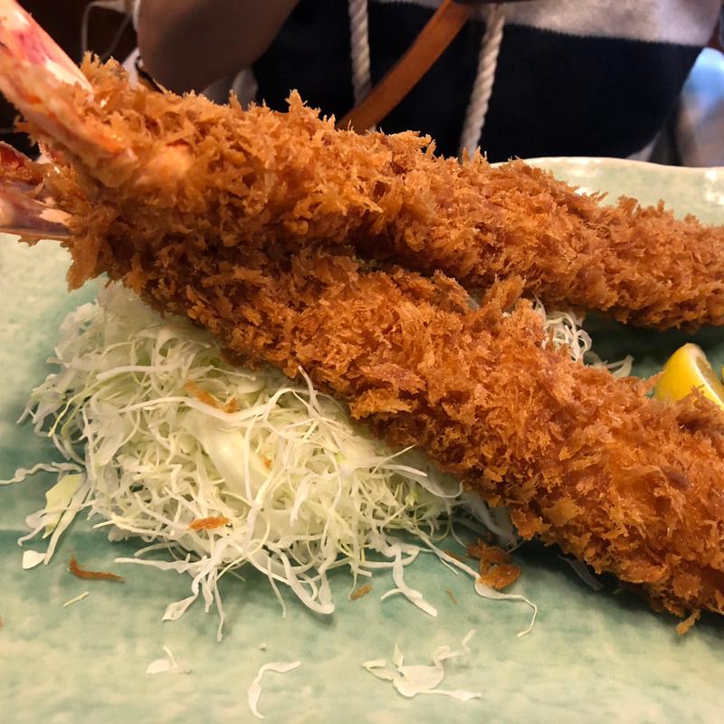 超ジャンボエビフライ定食(とんかつの店 庄内)