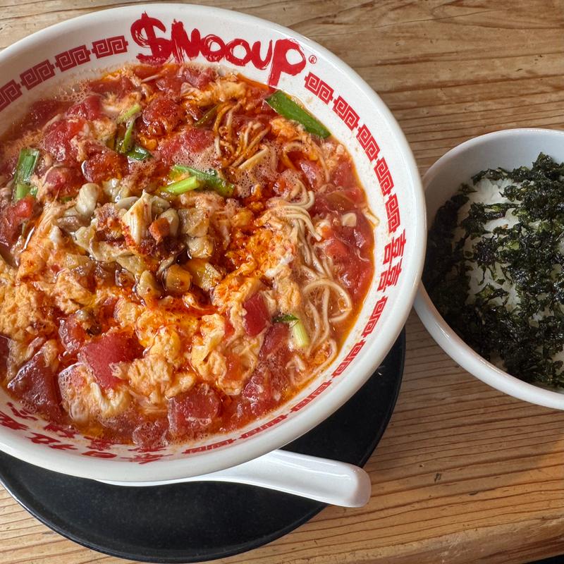 トマト辛麺とジャバン海苔飯($nooup®︎ 都北店)