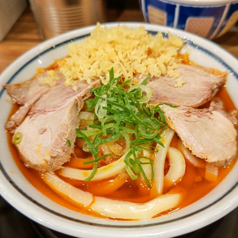 アゴ出汁ラー油うどん。(饂飩頑陣別邸)