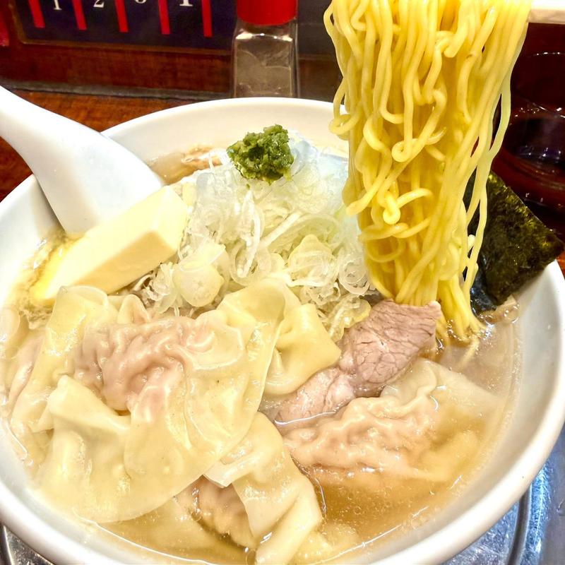 Aスープ清湯 ワンタン バター ネギ(元祖一条流がんこラーメンたま館分店)