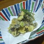 紫頭巾の天ぷら(よもぎ)