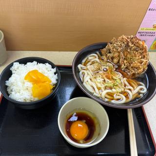 朝うどん定食　かき揚げ