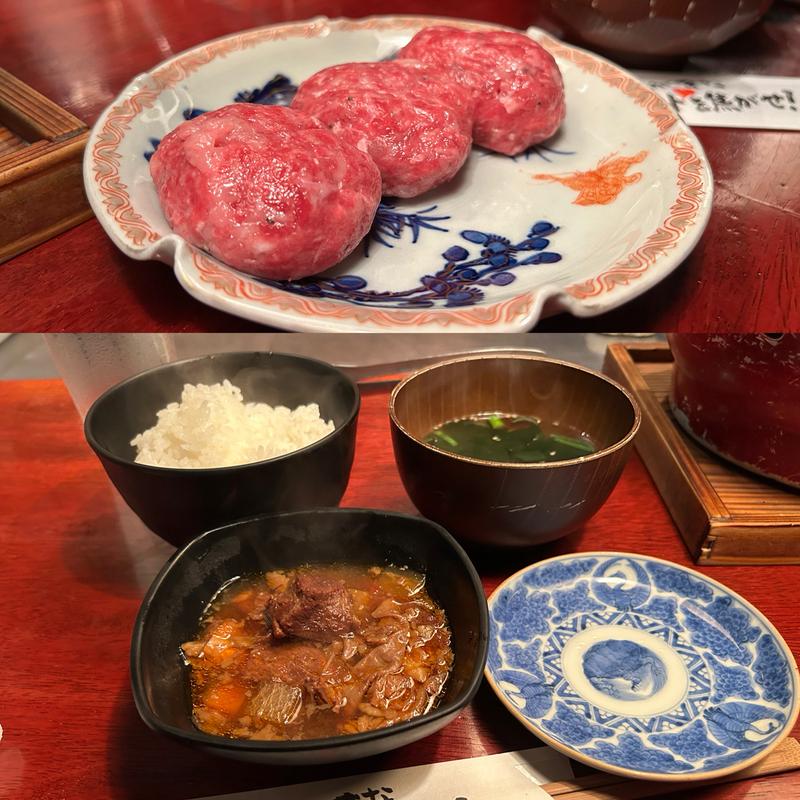 炭火で食べる国産牛100%の粗挽き赤身ハンバーグ(炭火焼肉 福わらひ2 仙台店)