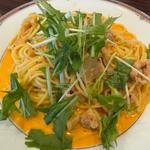 観音池ポークの豚キムチクリームスパゲッティ（ランチセット）