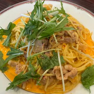 観音池ポークの豚キムチクリームスパゲッティ（ランチセット）