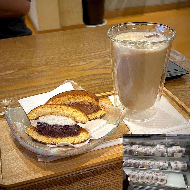 お菓子+ドリンク(アイスカフェオーレ)(榮玉堂 （栄玉堂 えいぎょくどう）)