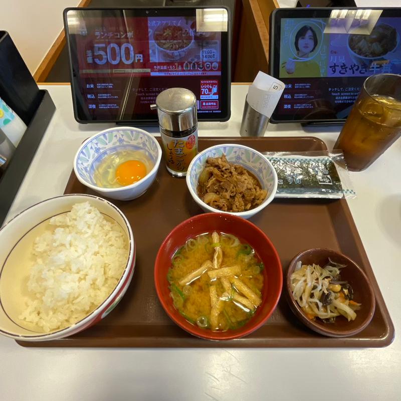牛たま朝食 (ごはんミニ)(すき家 港南台店)