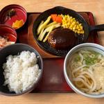 煮込みデミハンバーグ小うどん定食