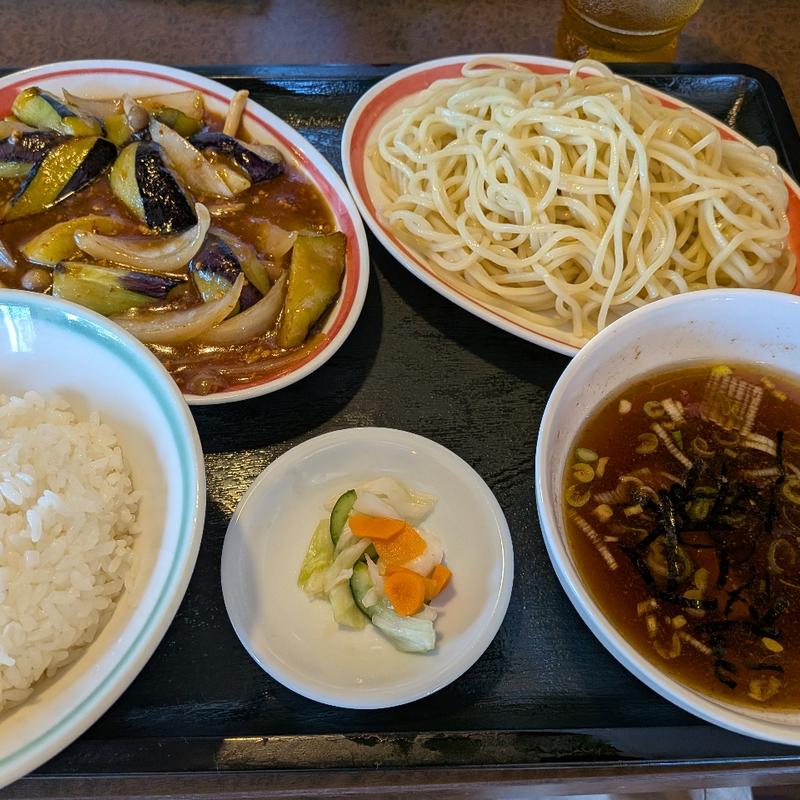 つけそば+野菜炒めライス(大勝軒)