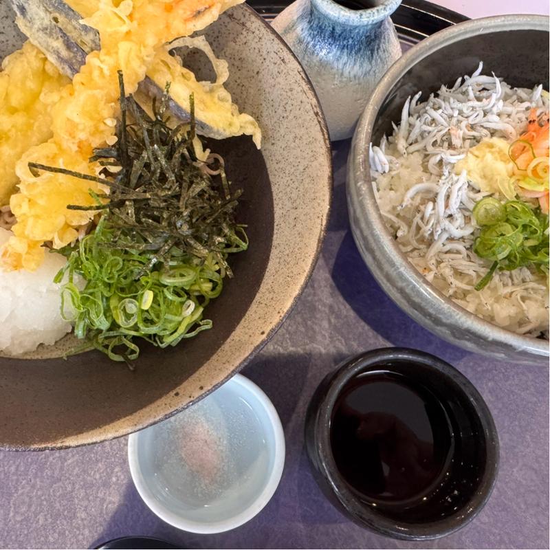 一本穴子と海老天ぶっかけ しらす丼(三木よかわカントリークラブレストラン )