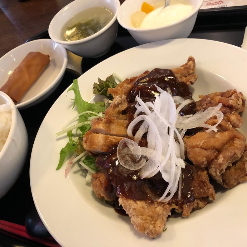 週替わりランチA鶏の唐揚げ味噌ソース掛け(ドラゴン酒家本店)