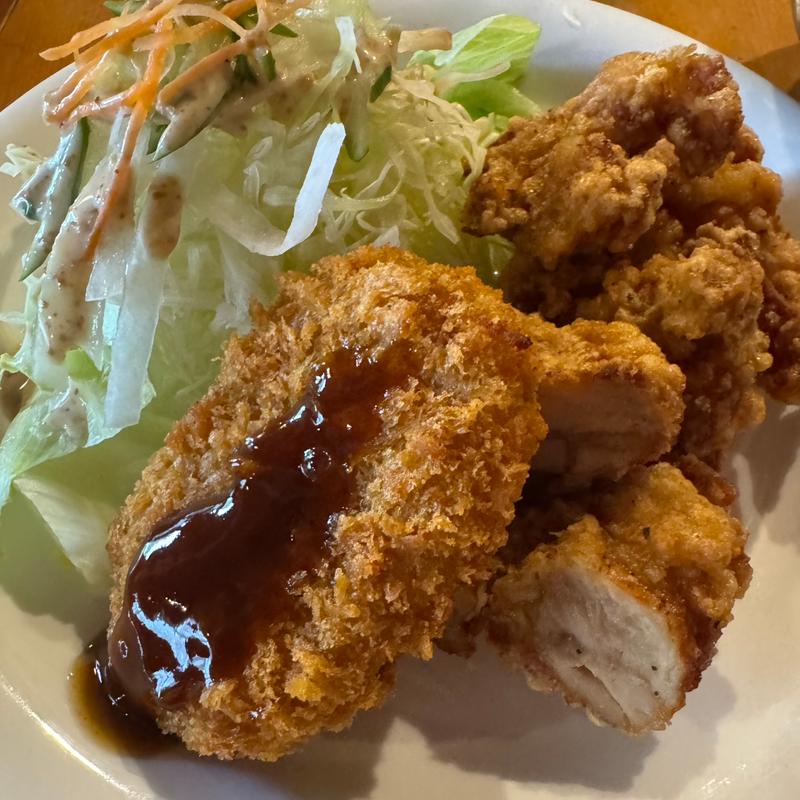 鶏唐揚げ＆牛肉コロッケ定食(山小屋亭 )