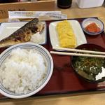 ごはん　味噌汁　明太子　さば塩　厚焼き玉子