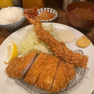 ロースカツ エビフライセット