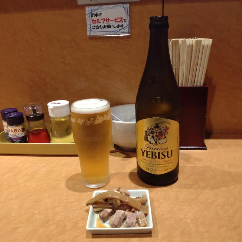 ビール(中ビン) 限定おつまみサービス(東池袋大勝軒 いちぶん)