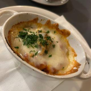 カボチャのニョッキと帆立のオーブン焼き