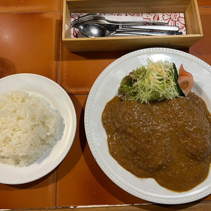 ハンバーグ ライス付き 大(アンティック喫茶＆食事 銅八銭 （ドウハッセン）)