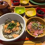 胡麻漬けサーモンのだし茶漬け